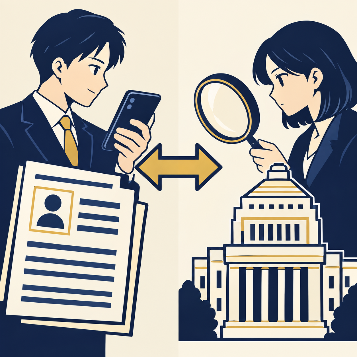 業者が提示する商号や登録番号を、公的な登録貸金業者情報検索サービスの情報と照合する手順のイメージ